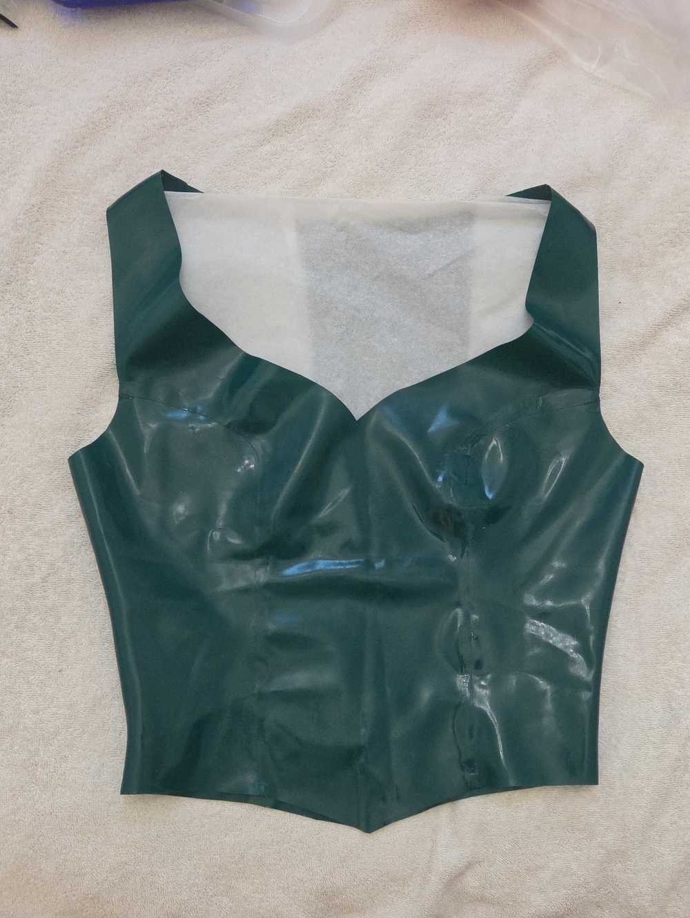 Latex Forest Green  Sweetheart Crop Top- Size S/M